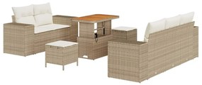 Conjunto de Sofá de Jardim vidaXL de 8 Peças com Almofadas Bege de Pol