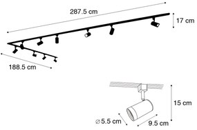 LED Sistema de iluminação de trilho inteligente monofásico com 10 focos brancos, incluindo Wifi GU10 - Iconic Jeana Moderno