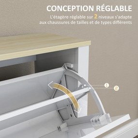 Sapateira com capacidade para 16 pares 105 x 26 x 80 cm, armário estreito com 4 gavetas rebatíveis e prateleiras ajustáveis, estilo moderno, para corr