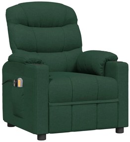 Poltrona de massagens elétrica tecido verde-escuro