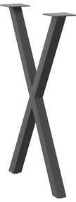 Pés para mesa de jantar em formato de X, 2 peças, antracite, 57x(72-73