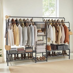 Guarda roupa aberto 195x45x172,8 cm com 9 prateleiras preto