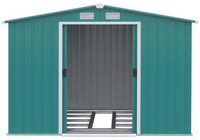 Outsunny Abrigo de Jardim 260x206x179cm 4,7m² Abrigo de Aço Galvanizado com Portas de Correr e Ventilações para Armazenamento de Ferramentas Verde
