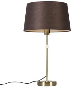 Candeeiro de mesa dourado/latão com abajur castanho 35 cm ajustável - Parte Moderno