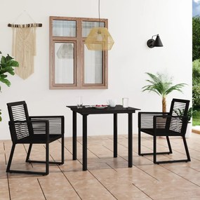 vidaXL 3 pcs conjunto de jantar para jardim vime de PVC preto