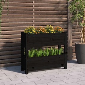 vidaXL Vaso/floreira 77x25x66 cm madeira de pinho maciça preto