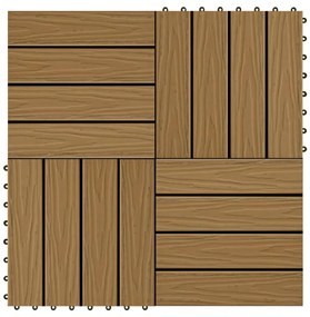 45037 vidaXL Ladrilho pavimento relevo profundo 11 pcs WPC 1m² cor de teca