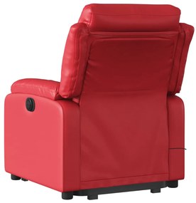 Poltrona reclinável elevatória elétrica couro artif. vermelho