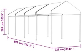 Tenda de Eventos com telhado 8,92x2,28x2,69 m polietileno branco