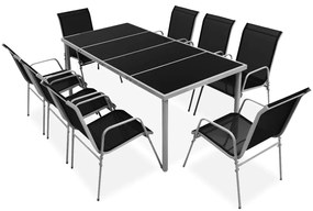 Conjunto de jantar para jardim 9 pcs preto