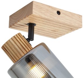 Foco moderno madeira com vidro fumê giratório e inclinável - Gracy Moderno