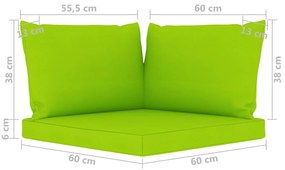 Sofá de jardim com 4 lugares almofadões verde brilhante