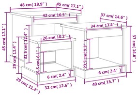 Mesas de encastrar 3 pcs derivados de madeira branco