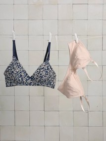 Lote de 2 soutiens sem armação, em algodão bio*, especial amamentação marinho