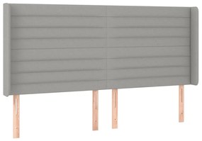 Cama box spring c/ colchão e LED 160x200 cm tecido cinza-claro