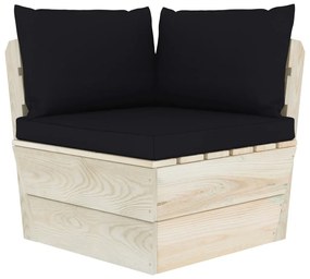 6 pcs conjunto lounge de paletes + almofadões madeira de abeto