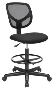 Cadeira de drafting com assento em malha e ajuste de altura. | SONGMICS | 53.5 x 49 x 120 cm | preto | OBN15BK.
