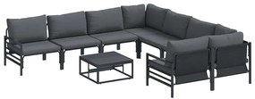 Conjunto de Sofá de Jardim 9 pcs Antracite Aço