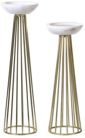 Conjunto de 2 castiçais em metal dourado e branco PORONG Beliani