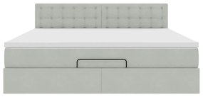 Estrutura de cama otomana com colchão 160x200 cm cinzento claro