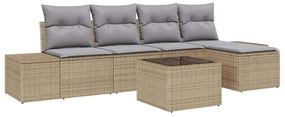 Conjunto de Sofá de Jardim de 6 Peças com Almofadas em Rattan Sintétic