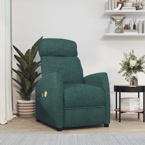 vidaXL Poltrona de massagens elétrica tecido verde-escuro