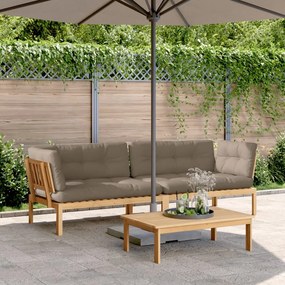 vidaXL Sofás canto paletes p/ jardim 2 pcs c/ almofadões acácia maciça