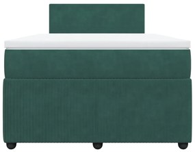 Cama boxspring com colchão 120x190 cm veludo verde-escuro