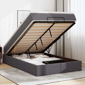 vidaXL Estrutura de cama otomana com colchão cinza Couro falso