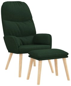 Cadeira de descanso com banco tecido verde-escuro