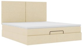 Estrutura de cama otomana com colchão tecido creme 160x200cm