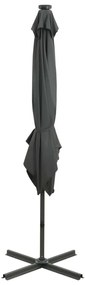 Guarda-sol jardim cantilever c/ poste/luzes LED 250cm antracite