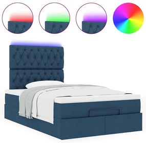 Estrutura de cama otomana com colchão 120x200 cm tecido azul