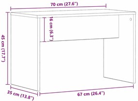 Banqueta de Toucador Carvalho Preto 70x35x45 cm Madeira de Engenharia