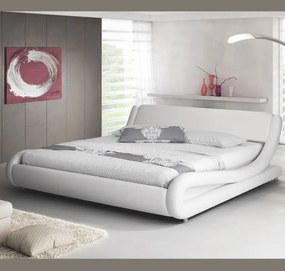 Cama "Lorenzo" - 160x200 cm - Branco - Polipele PU - Somier Incluído -