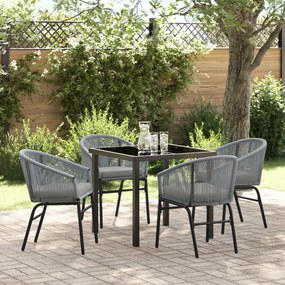 Conjunto de Jantar de Jardim de 5 Peças - Rattan Poliéster Cinza