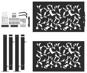 Portão de jardim 105x106 cm design em folha de aço preto