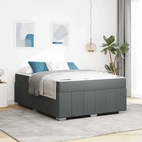vidaXL Estrutura da Cama com colchão Cinza Escuro 140 x 200 cm tecido