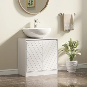 Móvel casa de Banho 60x30x59,8 cm para Lavatório Pousar (NÃO INCLUIDO) com 2 Portas e Prateleira Ajustável para Lavatórios com ou sem Pedestal Branco