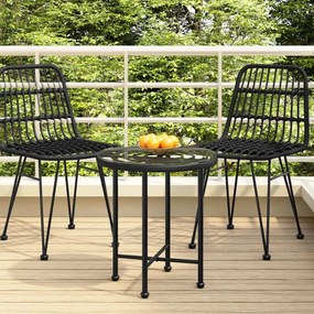 vidaXL Mesa de jantar Ø50 cm vidro temperado e aço preto