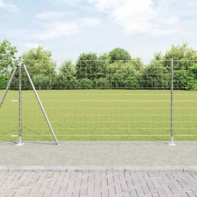 vidaXL Cerca Euro com 7 Postes Flangiados 1,2x10 m Aço Galvanizado