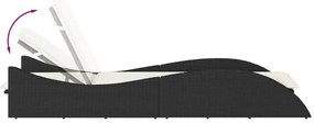 Espreguiçadeira com almofadão 60x205x73 cm vime PE preto