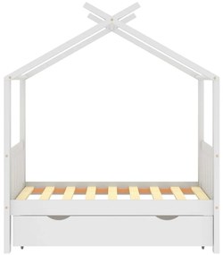 Estrutura cama criança c/ gaveta 70x140 cm pinho maciço branco