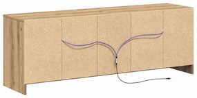 Armário de TV com LED em Carvalho Artesanal 139,5x34x50 cm, Feito de M
