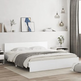 Estrutura de cama com cabeceira e luzes LED 200x200 cm branco