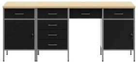 Conjunto de Mesa e Armário de Trabalho VidaXL 4 Peças Preto em Madeira