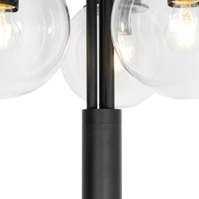 Lanterna preta com vidro transparente 200 cm 3 luzes IP44 - Sfera Moderno