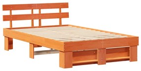 Estrutura da Cama com cabeceira Castanho-mel 140 x 190 cm