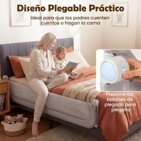 Barreira dobrável para camas infantis, altura ajustável com 178 x 36 x 60 cm, com capa removível em tecido Oxford, base em U, com correia e fivela, Ci