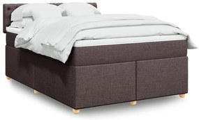 vidaXL Cama com molas/colchão 140x190 cm tecido castanho-escuro